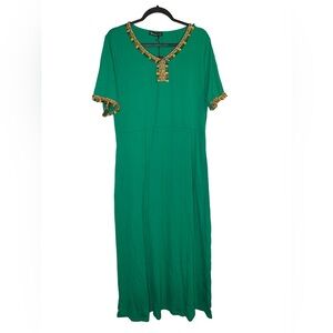 Sunnyme Green Embroidered Tassel Women's Dress-NWT